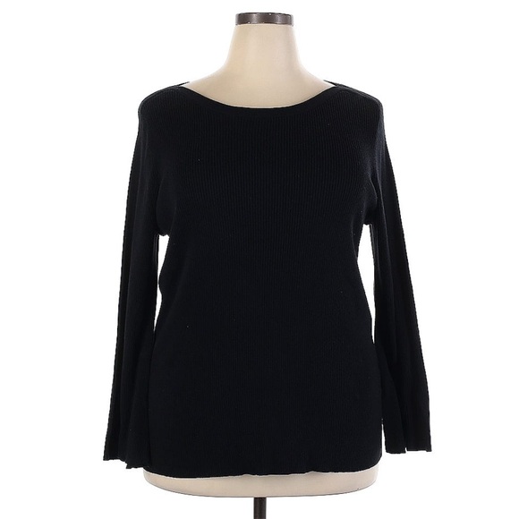 Old Navy Black Boat Neck Ribbed Long Sleeve Shirt - Picture 1 of 3
